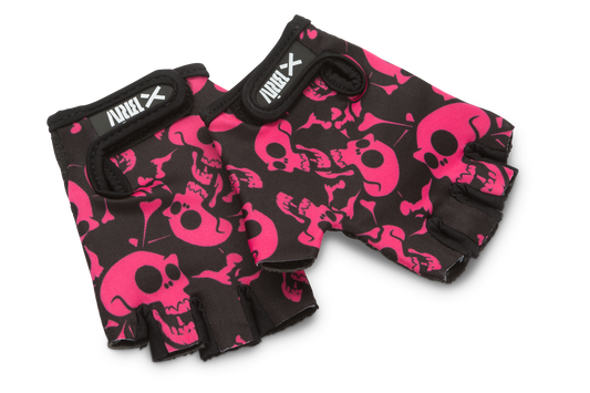 Briv Cykelhandske Junior Skulls Svart/rosa