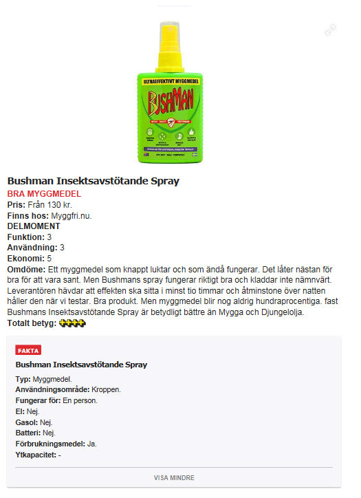 Bushman Myggmedel Gel 75 ml