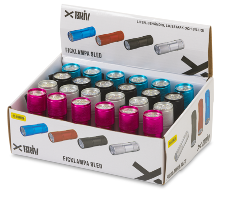 Briv 9LED Ficklampa - Displaybox 24-pack ÅF
