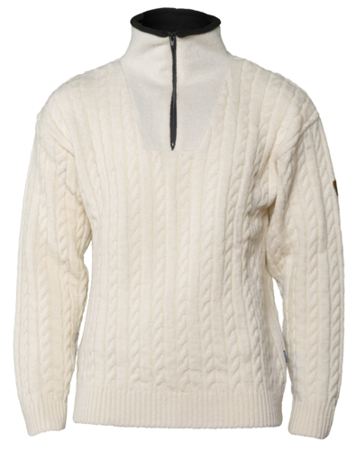 Ulltröja Holmsbu zip Offwhite